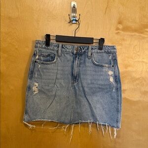 VICI Light Blue Distressed Denim Mini Skirt Size Large